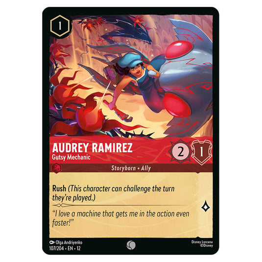 Audrey Ramirez - Gutsy Mechanic 107/204 card from the Lorcana set Wilds Unknown