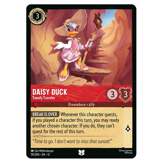 Daisy Duck - Trendy Traveler 115/204 card from the Lorcana set Wilds Unknown