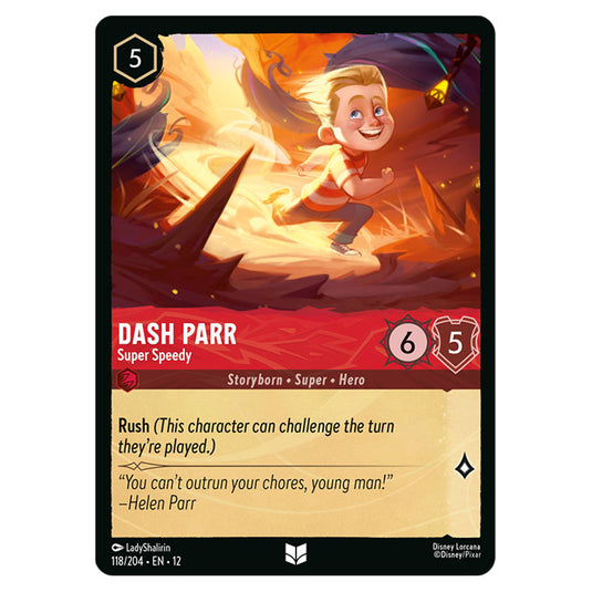 Dash Parr - Super Speedy 118/204 card from the Lorcana set Wilds Unknown