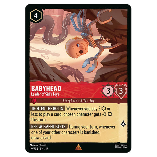 Babyhead - Leader of Sid's Toys 119/204 card from the Lorcana set Wilds Unknown