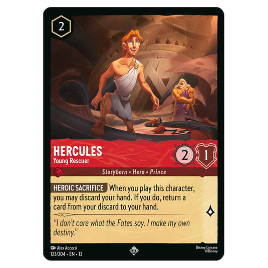 Hercules - Young Rescuer 123/204 card from the Lorcana set Wilds Unknown