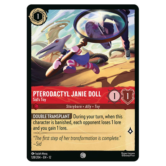 Pterodactyl Janie Doll - Sid's Toy 128/204 card from the Lorcana set Wilds Unknown