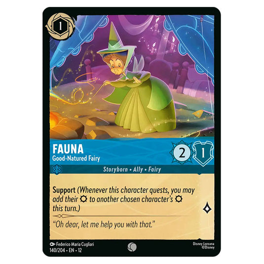 Fauna - Good‐Natured Fairy 140/204 card from the Lorcana set Wilds Unknown