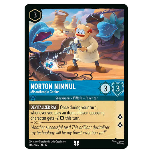 Norton Nimnul - Misanthropic Genius 146/204 card from the Lorcana set Wilds Unknown