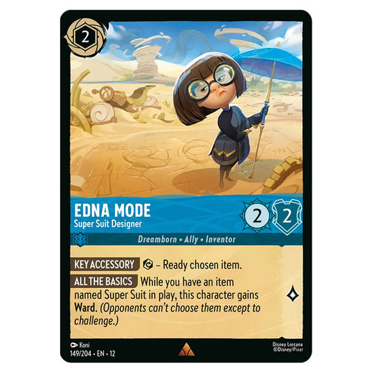 Edna Mode - Super Suit Designer 149/204 card from the Lorcana set Wilds Unknown