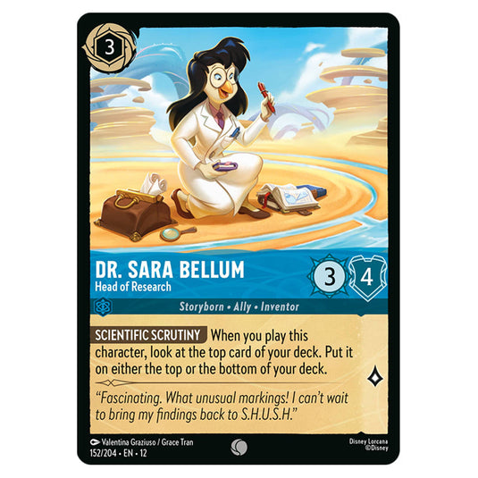 Dr. Sara Bellum - Head of Research 152/204 card from the Lorcana set Wilds Unknown