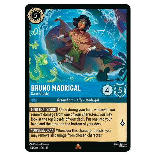 Bruno Madrigal - Oasis Oracle 154/204 card from the Lorcana set Wilds Unknown