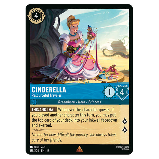 Cinderella - Resourceful Traveler 155/204 card from the Lorcana set Wilds Unknown