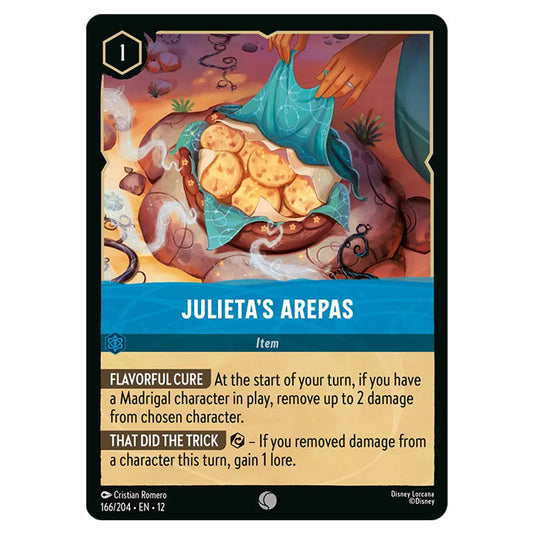Julieta's Arepas 166/204 card from the Lorcana set Wilds Unknown