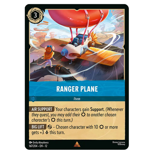 Ranger Plane 167/204 card from the Lorcana set Wilds Unknown