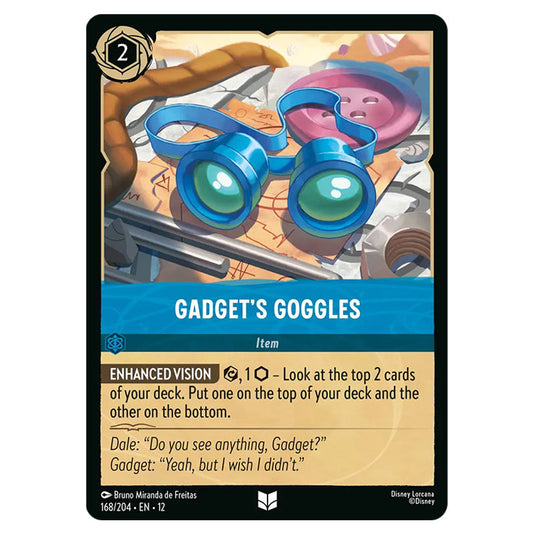 Gadget's Goggles 168/204 card from the Lorcana set Wilds Unknown