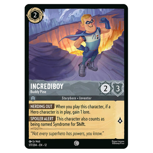 Incrediboy - Buddy Pine 177/204 card from the Lorcana set Wilds Unknown