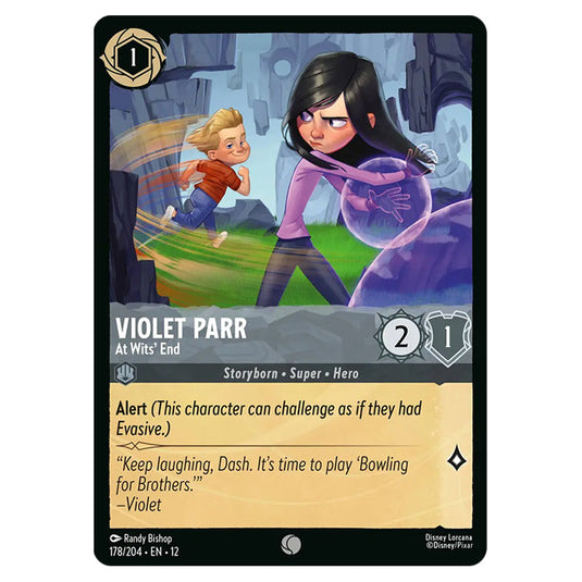 Violet Parr - At Wits' End 178/204 card from the Lorcana set Wilds Unknown