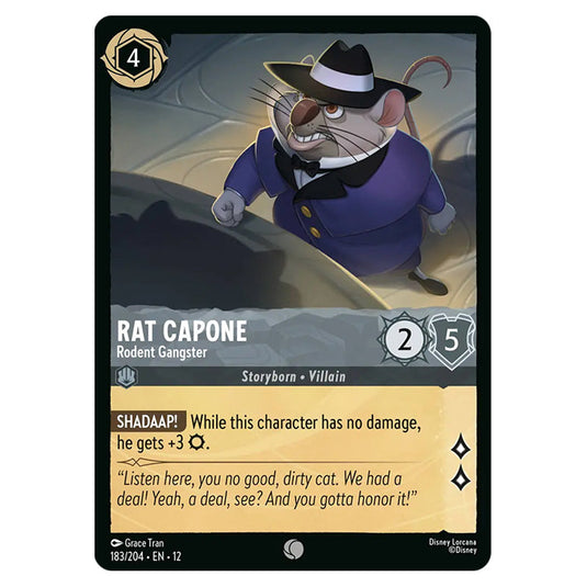 Rat Capone - Rodent Gangster 183/204 card from the Lorcana set Wilds Unknown
