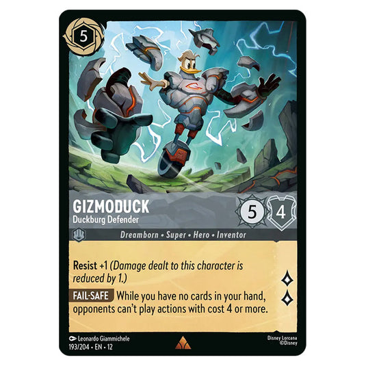Gizmoduck - Duckburg Defender 193/204 card from the Lorcana set Wilds Unknown
