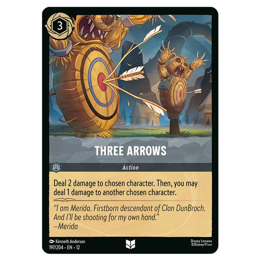 Three Arrows 197/204 card from the Lorcana set Wilds Unknown