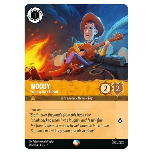 Woody - Waiting for a Friend 205/204 card from the Lorcana set Wilds Unknown