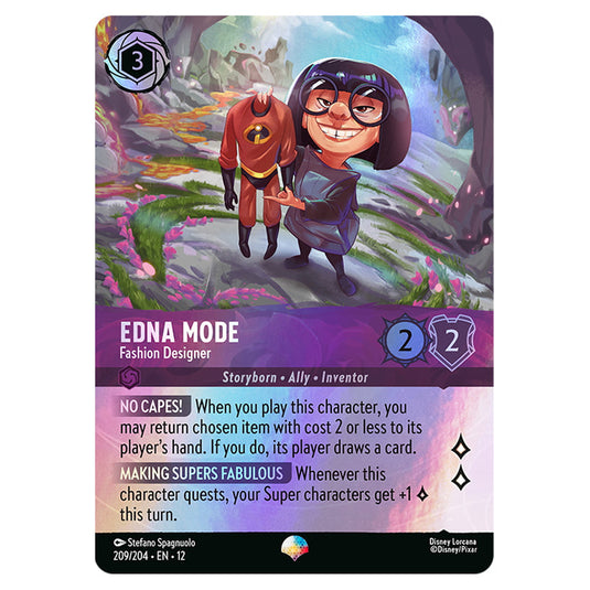 Edna Mode - Fashion Designer 209/204 card from the Lorcana set Wilds Unknown