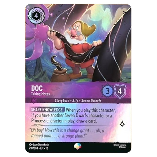Doc - Taking Notes 210/204 card from the Lorcana set Wilds Unknown