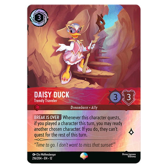 Daisy Duck - Trendy Traveler 216/204 card from the Lorcana set Wilds Unknown