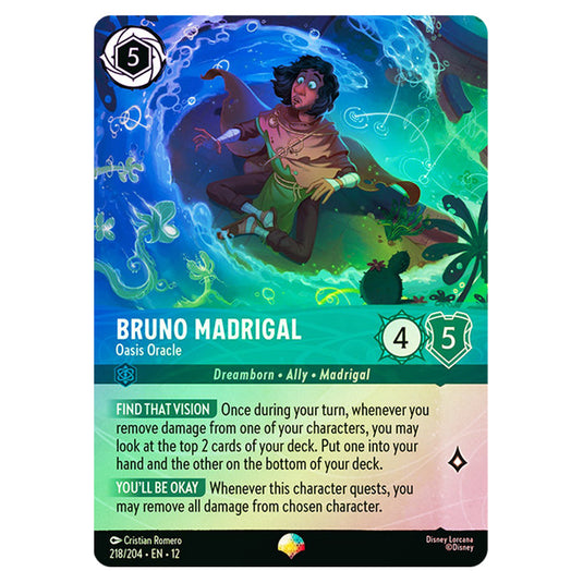 Bruno Madrigal - Oasis Oracle 218/204 card from the Lorcana set Wilds Unknown