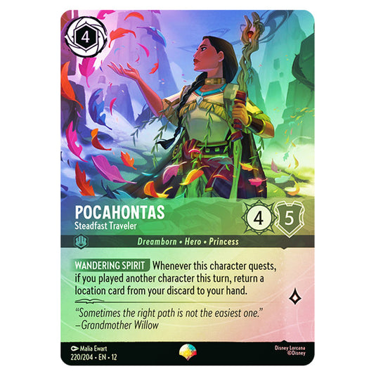 Pocahontas - Steadfast Traveler 220/204 card from the Lorcana set Wilds Unknown