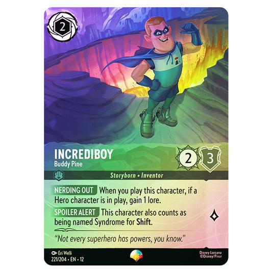Incrediboy - Buddy Pine 221/204 card from the Lorcana set Wilds Unknown