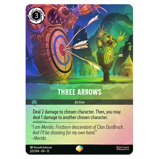 Three Arrows 222/204 card from the Lorcana set Wilds Unknown
