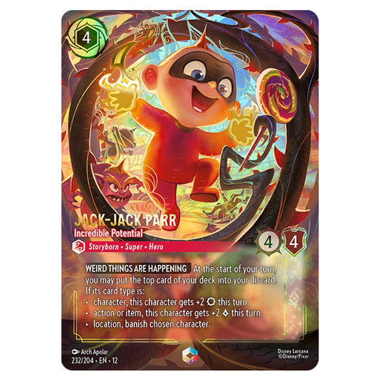 Jack‐Jack Parr - Incredible Potential 232/204 card from the Lorcana set Wilds Unknown