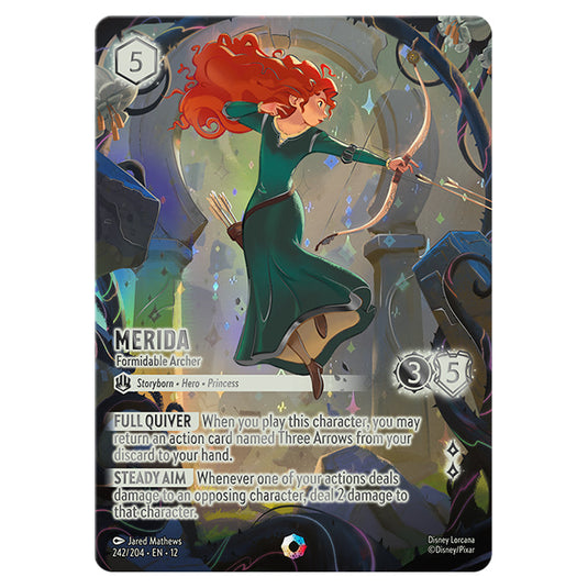 Merida - Formidable Archer 242/204 card from the Lorcana set Wilds Unknown