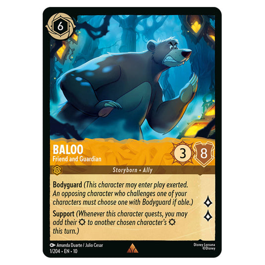 Baloo - Friend and Guardian 1/204 card from the Lorcana set Whispers in the Well