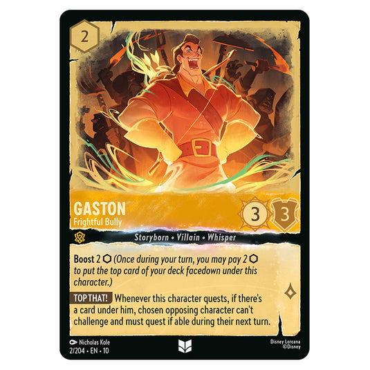 Gaston - Frightful Bully 2/204 card from the Lorcana set Whispers in the Well