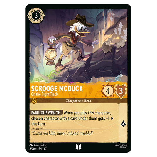 Scrooge McDuck - On the Right Track 8/204 card from the Lorcana set Whispers in the Well