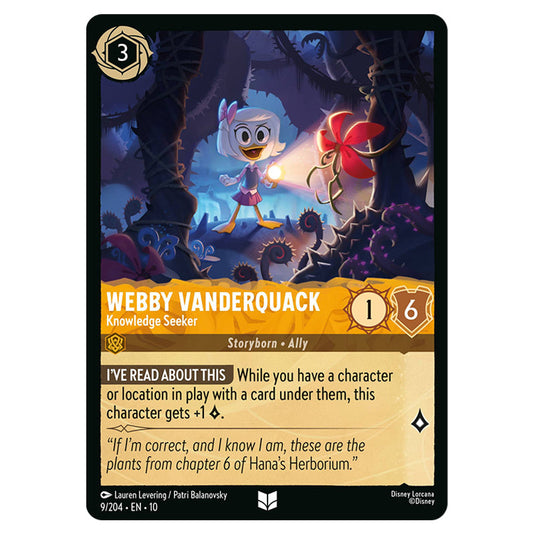 Webby Vanderquack - Knowledge Seeker 9/204 card from the Lorcana set Whispers in the Well