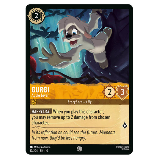 Gurgi - Apple Lover 10/204 card from the Lorcana set Whispers in the Well