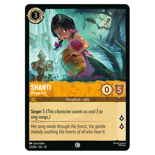 Shanti - Village Girl 13/204 card from the Lorcana set Whispers in the Well