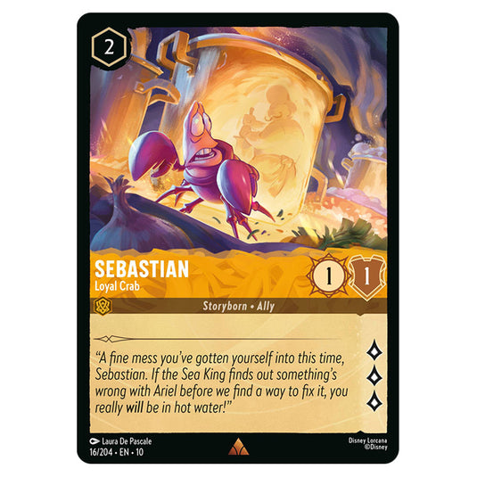 Sebastian - Loyal Crab 16/204 card from the Lorcana set Whispers in the Well