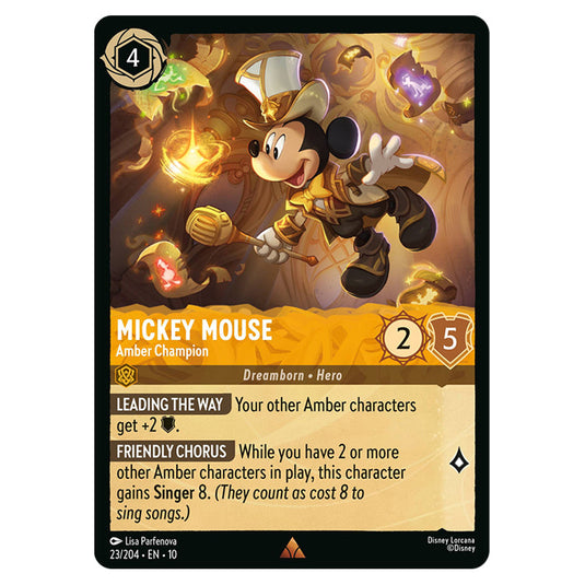 Mickey Mouse - Amber Champion 23/204 card from the Lorcana set Whispers in the Well