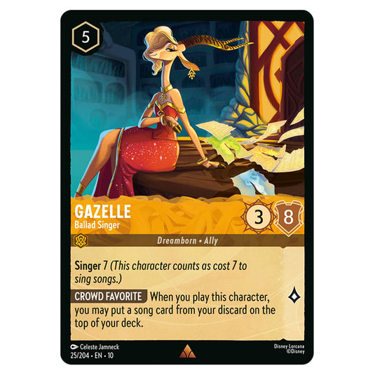 Gazelle - Ballad Singer 25/204 card from the Lorcana set Whispers in the Well