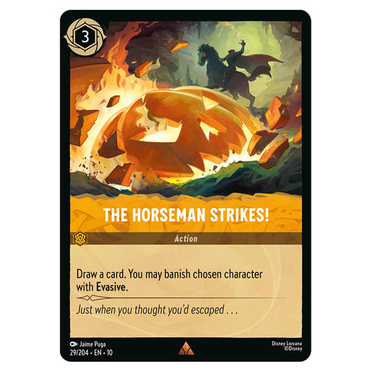 The Horseman Strikes! 29/204 card from the Lorcana set Whispers in the Well