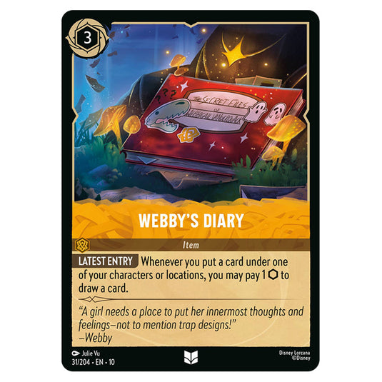 Webby's Diary 31/204 card from the Lorcana set Whispers in the Well