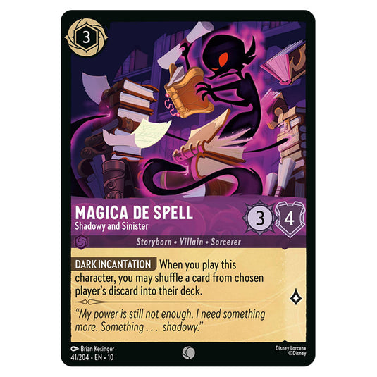 Magica De Spell - Shadowy and Sinister 41/204 card from the Lorcana set Whispers in the Well