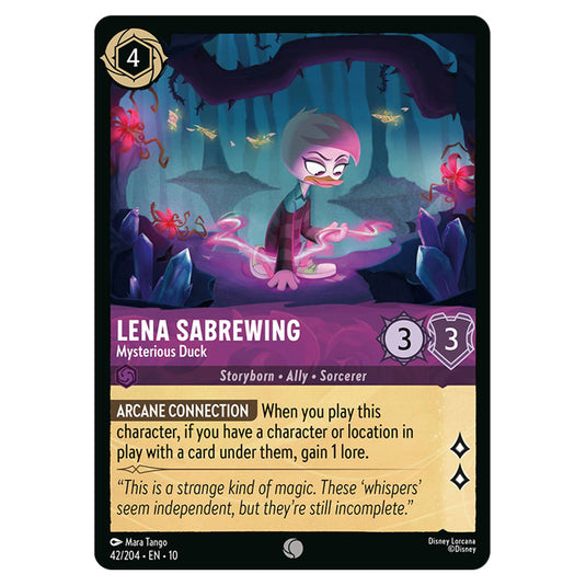 Lena Sabrewing - Mysterious Duck 42/204 card from the Lorcana set Whispers in the Well