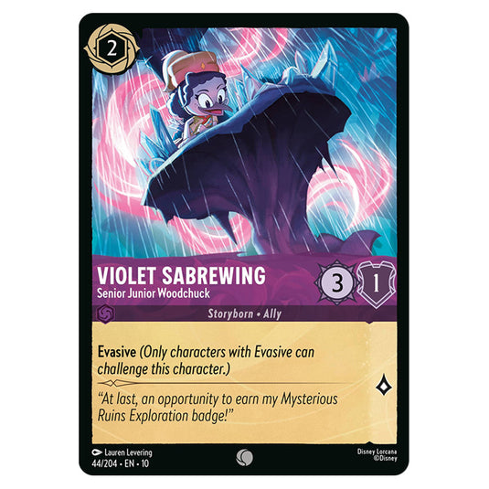 Violet Sabrewing - Senior Junior Woodchuck 44/204 card from the Lorcana set Whispers in the Well