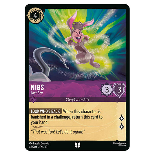 Nibs - Lost Boy 48/204 card from the Lorcana set Whispers in the Well