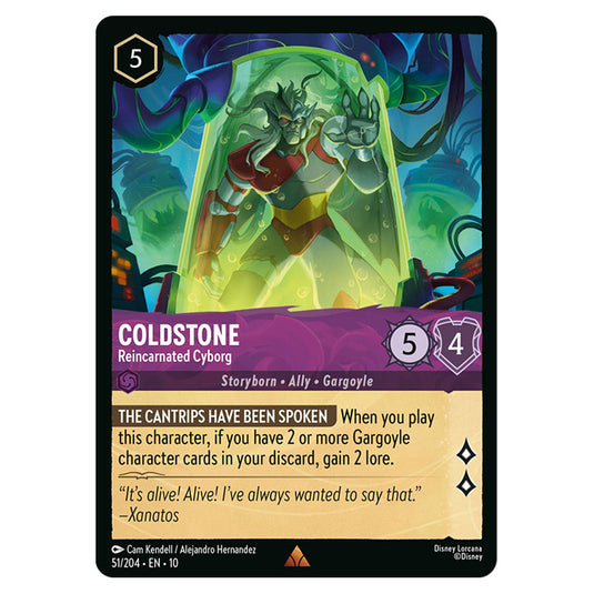 Coldstone - Reincarnated Cyborg 51/204 card from the Lorcana set Whispers in the Well