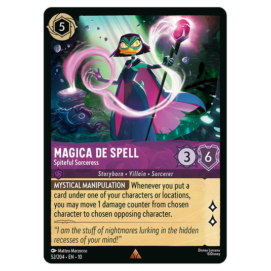 Magica De Spell - Spiteful Sorceress 52/204 card from the Lorcana set Whispers in the Well