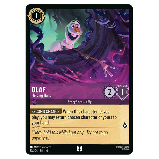 Olaf - Helping Hand 57/204 card from the Lorcana set Whispers in the Well