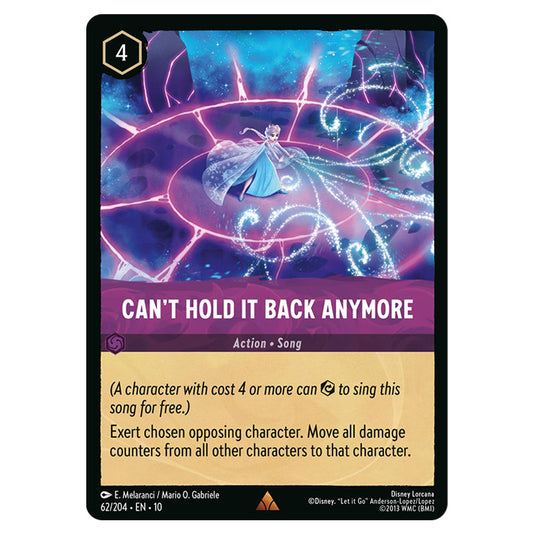 Can't Hold it Back Anymore 62/204 card from the Lorcana set Whispers in the Well
