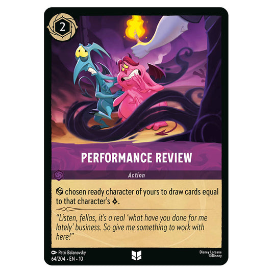 Performance Review 64/204 card from the Lorcana set Whispers in the Well